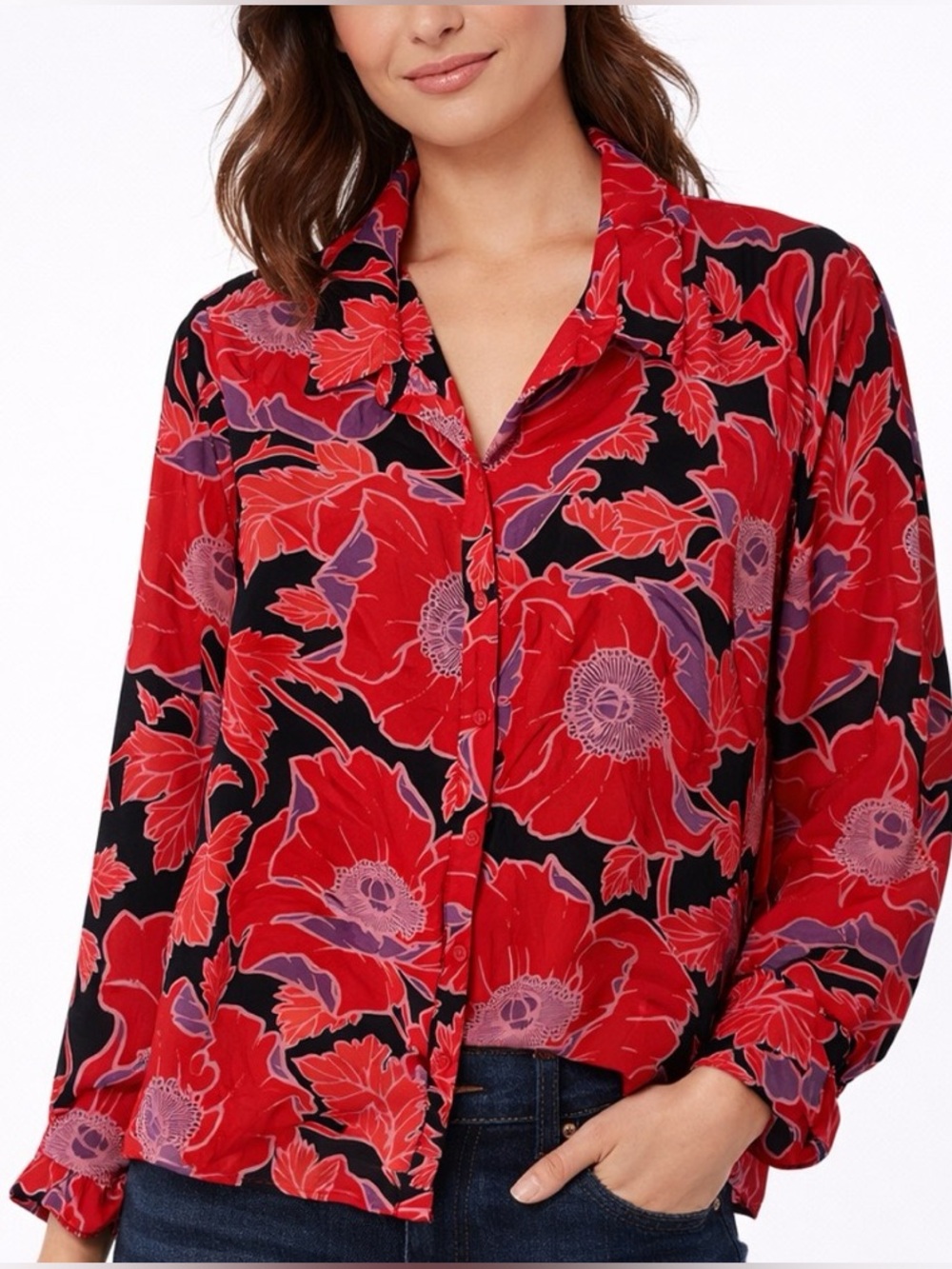 Who What Wear Floral Blouse - Picture 1 of 8